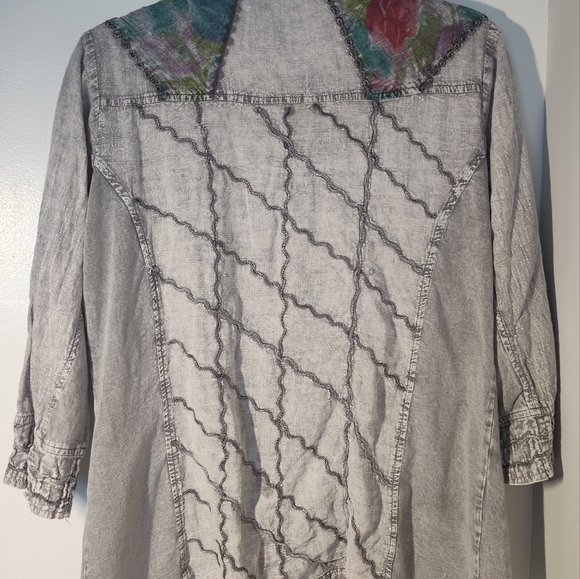 Parsley And Sage Floral Patchwork Button-Up Shirt Size Lg #580 - Picture 3 of 3